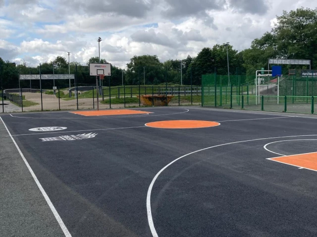 Profile of the basketball court Platt Fields Park, Manchester, United Kingdom