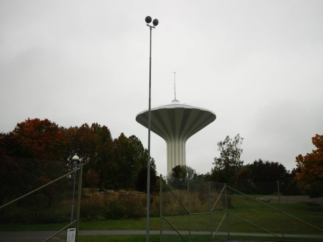 View on Svampen (water tower) from court