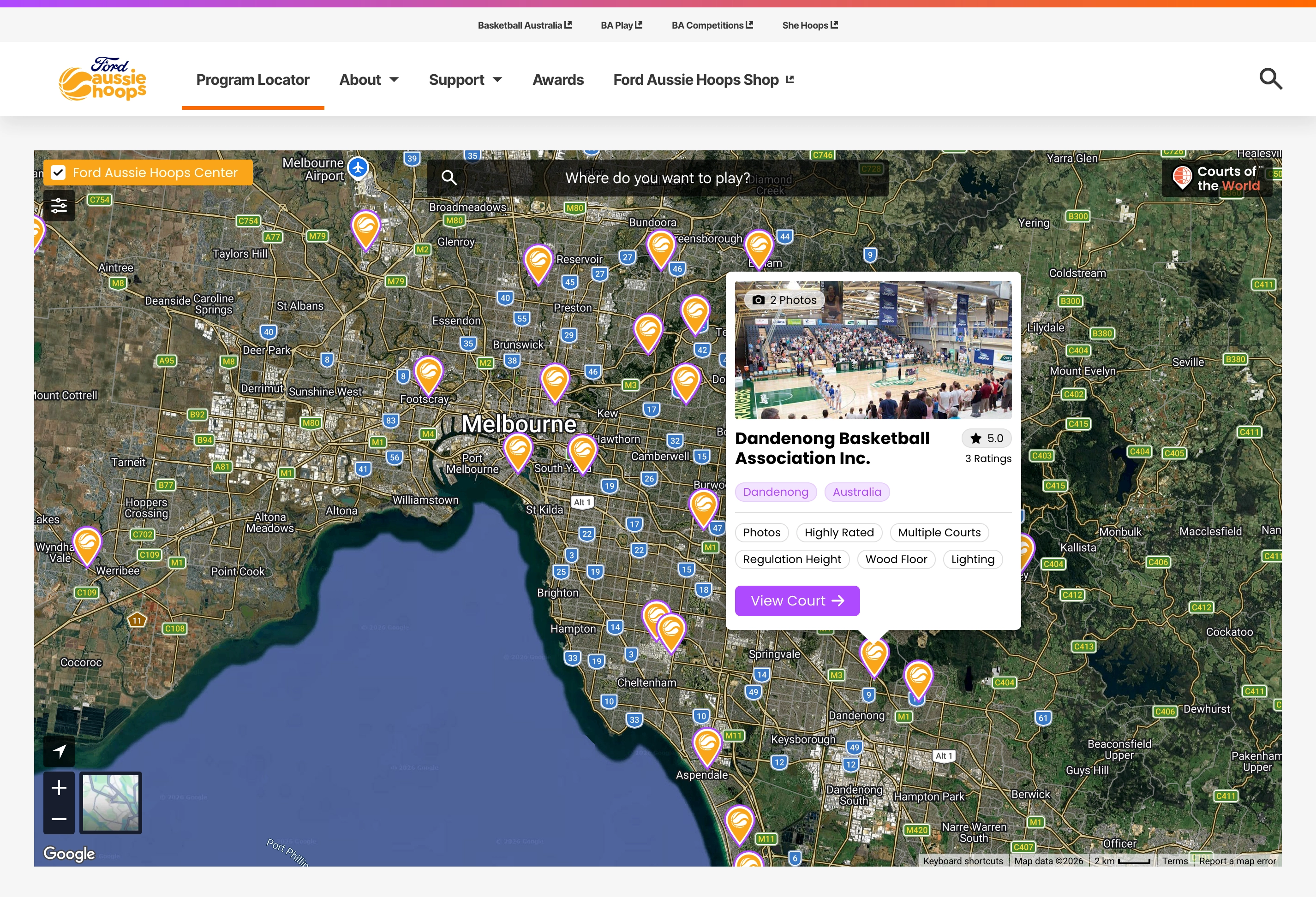Basketball Court Map Widget & Court Finder for Websites | Courts of the ...