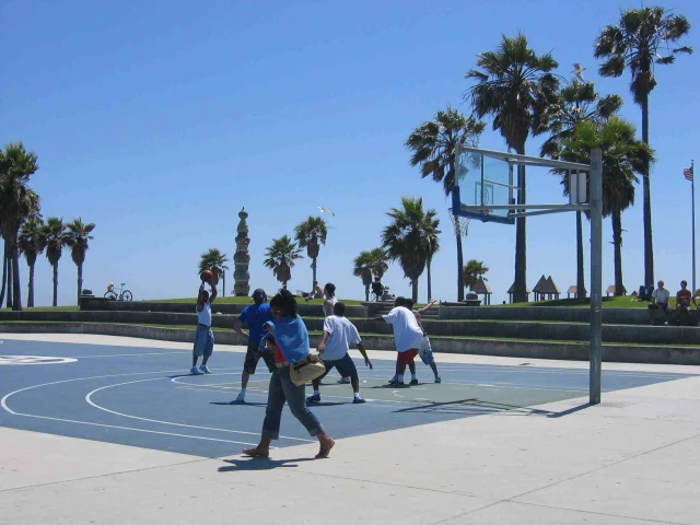 Famous Venice Beach basketball court.