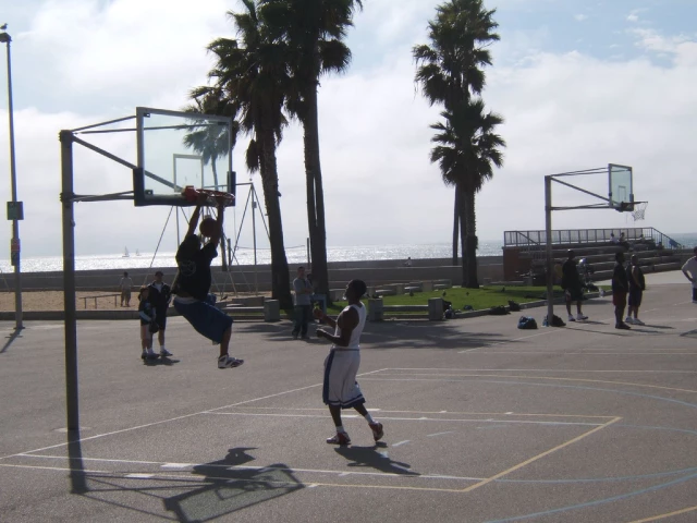 Profile of the basketball court Venice Beach, Los Angeles, CA, United States