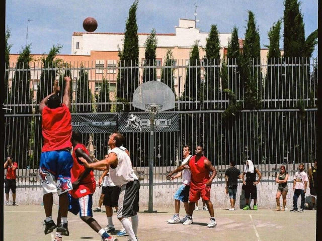 Profile of the basketball court Cancha de Lavapies, Madrid, Spain