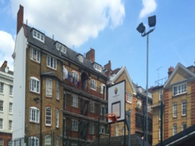 Profile of the basketball court Bourne Estate, London, United Kingdom