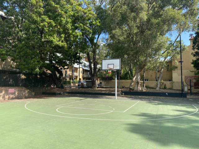 Profile of the basketball court Woolloomooloo Playground, Woolloomooloo, Australia