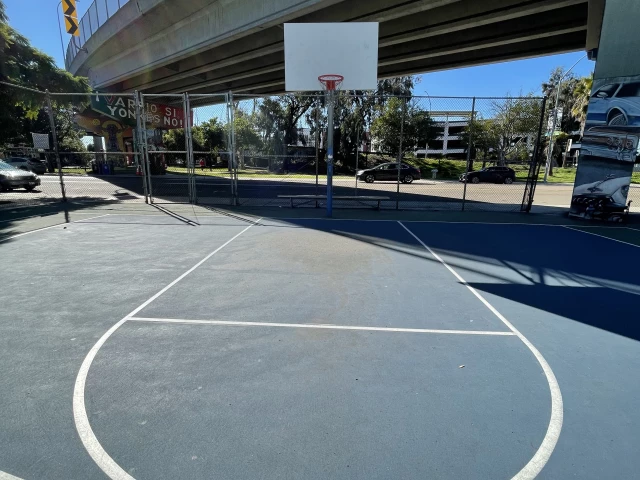 Profile of the basketball court Chicano Park, San Diego, CA, United States
