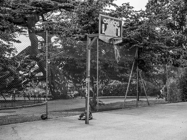 Profile of the basketball court Chalkwell park, Leigh on Sea, United Kingdom