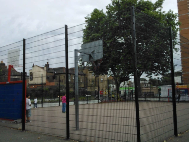 Profile of the basketball court Wood Street Precinct Ball Court, London, United Kingdom