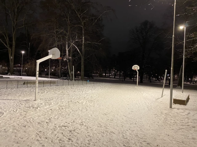 humlegården Basketball Court in winter