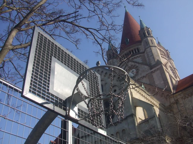 Basketball Hoop and the Franz von Assisi Kirche