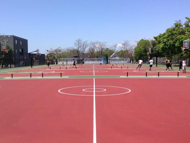 Profile of the basketball court War Memorial Stadium, Buffalo, NY, United States
