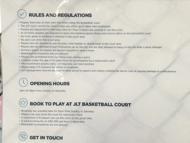 Profile of the basketball court Jumeirah Lakes Towers Park, Dubai, United Arab Emirates