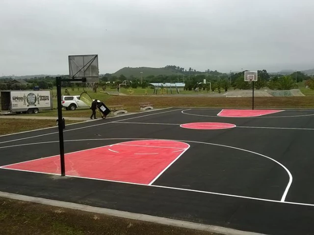Profile of the basketball court David Lange Park, Auckland, New Zealand