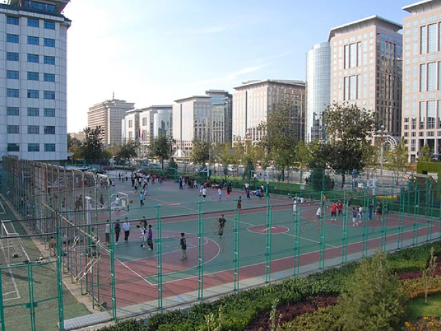 Profile of the basketball court Dong Dan Courts, Beijing, China