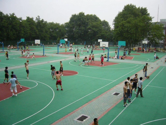 There are ten basketball courts at this campus in Wuhan.