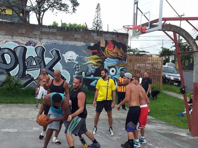Profile of the basketball court La Cancha detras del Mega, San Vicente, Costa Rica