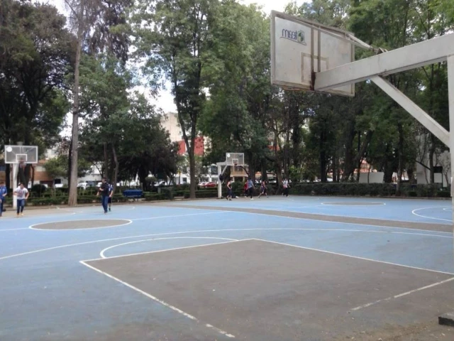 Profile of the basketball court Parque Pilares, Mexico City, Mexico