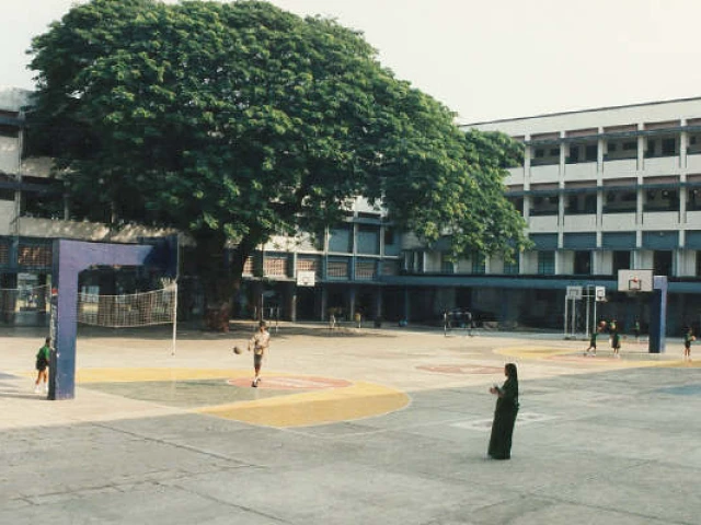 The basketball court at Don Bosco School in Mumbai.