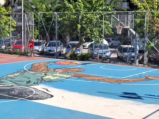 Profile of the basketball court Giannis Antetokoumbo Basketball Court, Athens, Greece