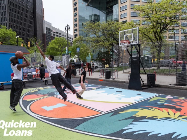Profile of the basketball court Quicken Loans Courts in Cadillac Square, Detroit, MI, United States