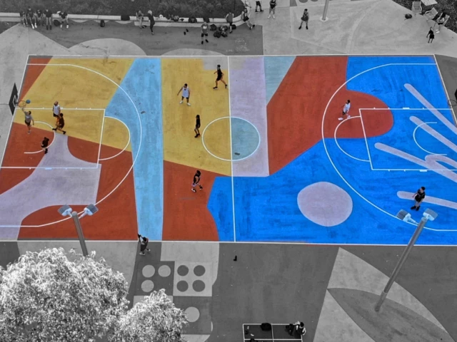 Profile of the basketball court Wellington Square, Perth, Australia