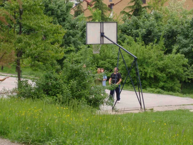 A basketball court in the Mirjevo neighborhood of Belgrade.