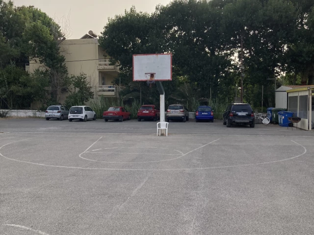 Profile of the basketball court Agia marina next to football court, Agia Marina, Greece