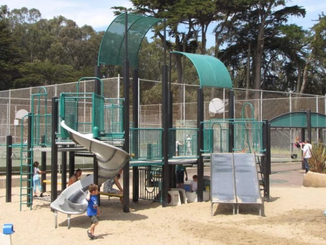 Profile of the basketball court Julius Kahn Playground, San Francisco, CA, United States