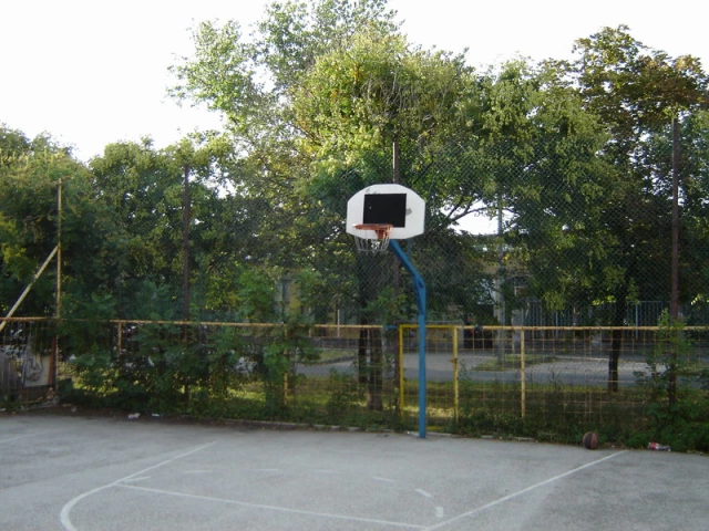 A basketball court in Budapest, Hungary.