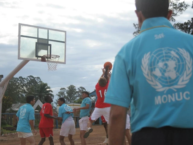 The Monuc Indian Battalion at a basketball court in COngo.