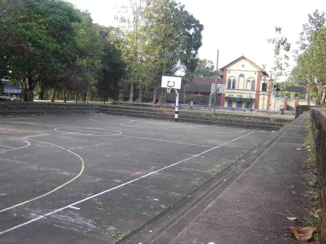 A basketball court in Changanassery, India.