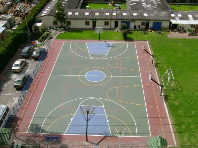 New and shiny basketball court of the Colegio El Camino Academy‎ in Bogota, Colombia.