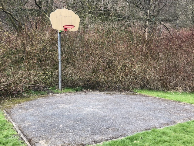 Profile of the basketball court Eaves Avenue park, Hebden Bridge, United Kingdom