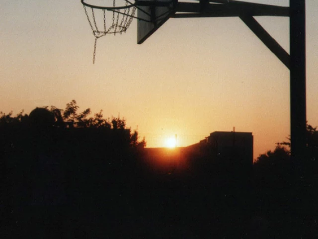 Basketball in Berlin at sunset.