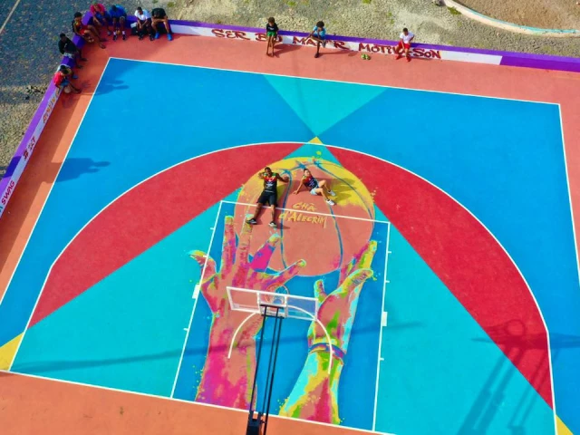 Profile of the basketball court 3x3 BasketArt Chá de Alecrim by Helder Cardoso, Mindelo, Cape Verde
