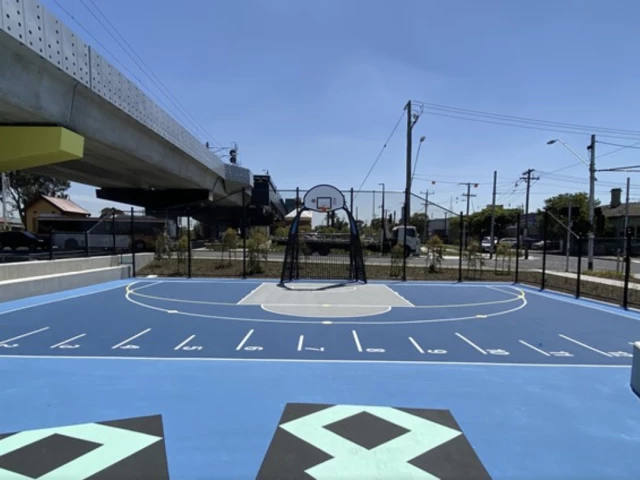 Profile of the basketball court Moreland Station Multi-Sports Space, Brunswick, Australia