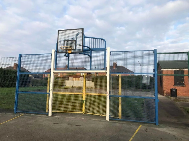 Profile of the basketball court Bracken Bank Sue Belcher Community Centre MUGA, Keighley, United Kingdom
