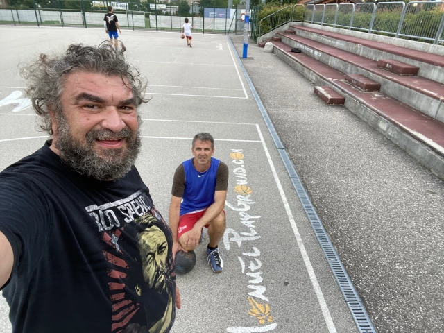 Profile of the basketball court Manuel playground, Riva del Garda, Italy
