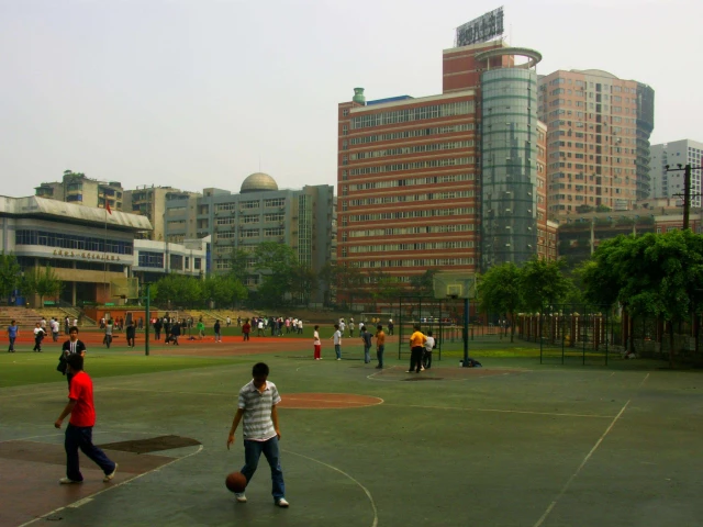 Profile of the basketball court Secondary School No. 18, Chongqing, China