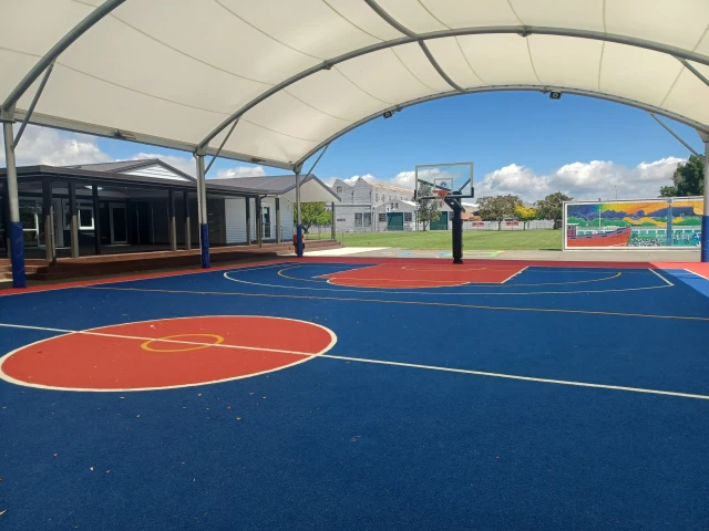 Profile of the basketball court Port Ahuriri school, Napier, New Zealand