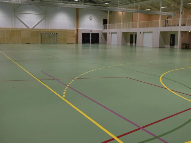 Profile of the basketball court Heiahallen, Lierskogen, Norway