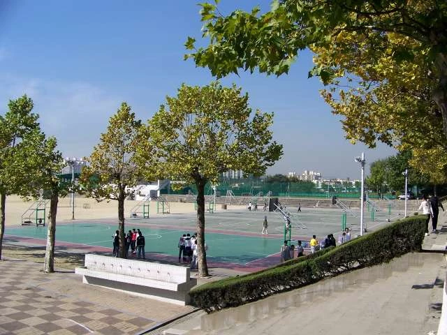 Basketball playground at Inha University in Incheon, South Korea.