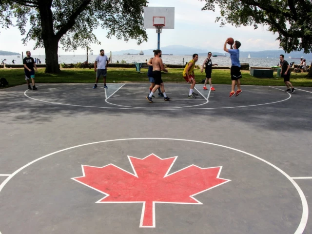 Profile of the basketball court Kitsilano Beach Park, Vancouver, Canada