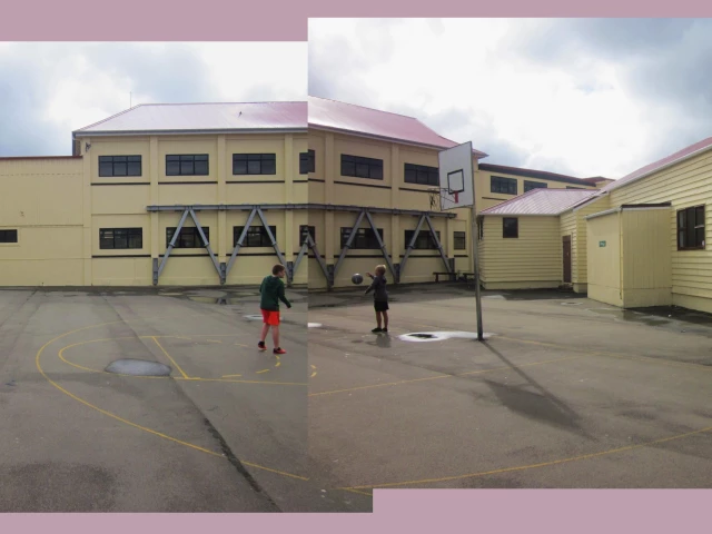 Profile of the basketball court Rongotai College, Wellington, New Zealand