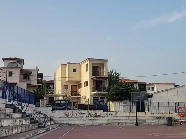 Profile of the basketball court Skopelos town, Skopelos, Greece