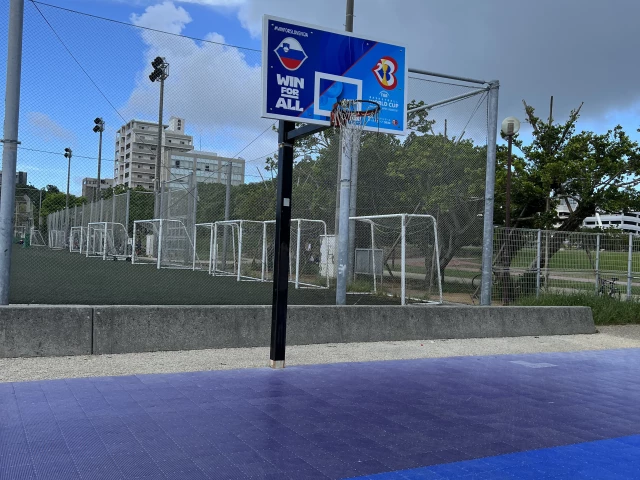 Profile of the basketball court Shintoshin Park, Naha, Japan