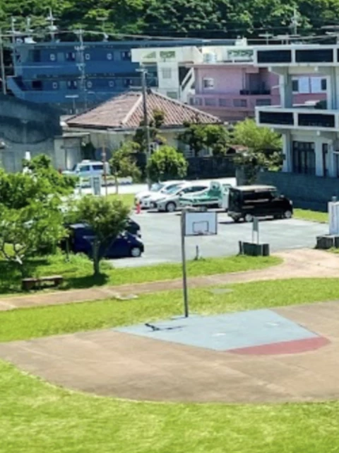 Profile of the basketball court Motobu Town Tancha Park, Motobu, Okinawa, Japan