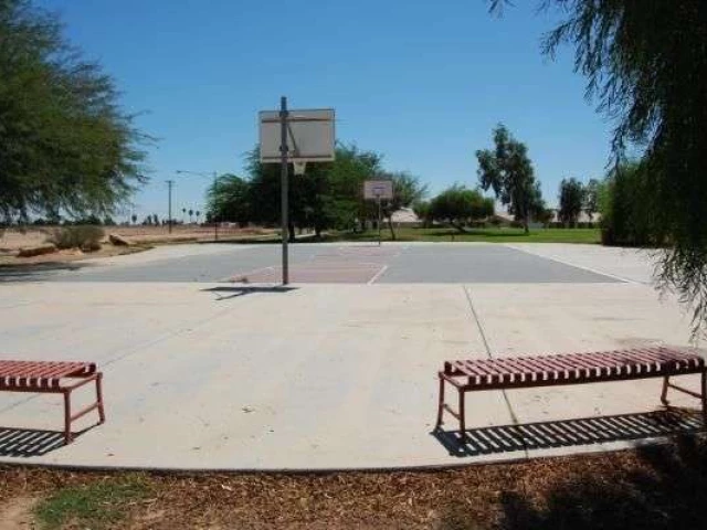 The streetball court at Jeffery Thornton Park