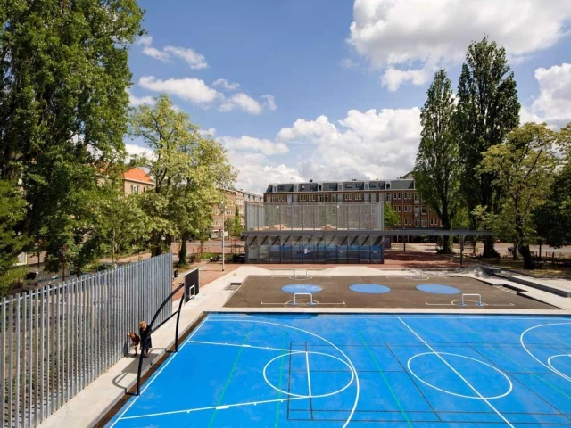 Profile of the basketball court Van Beuningenplein, Amsterdam, Netherlands