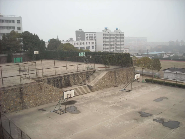 Basketball courts in Wuhan, China.