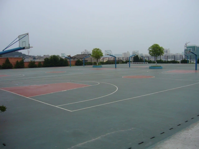 Basketball courts in Yichang, China.